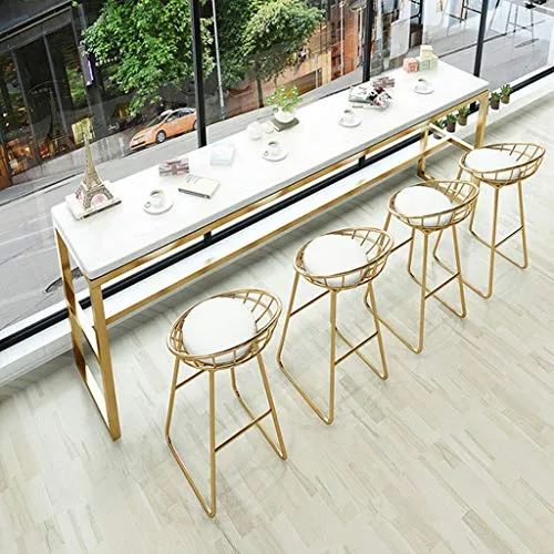 OUG 4 PCS Sgabello da Bar Gambe Oro Casual Bianco Comoda Sedia Imbottita, Schienale ergonomico, Adatto per Bar, caffè, Alt...