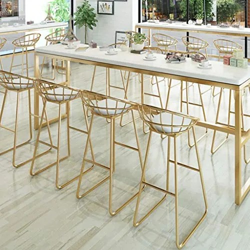 OUG 4 PCS Sgabello da Bar Gambe Oro Casual Bianco Comoda Sedia Imbottita, Schienale ergonomico, Adatto per Bar, caffè, Alt...