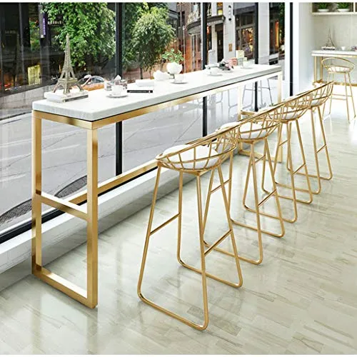 OUG 4 PCS Sgabello da Bar Gambe Oro Casual Bianco Comoda Sedia Imbottita, Schienale ergonomico, Adatto per Bar, caffè, Alt...