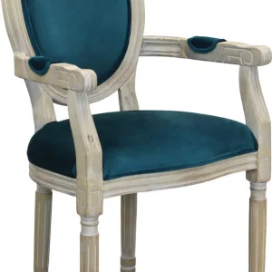 OVAL BACK - poltrona vintage velluto Blu Milani Home