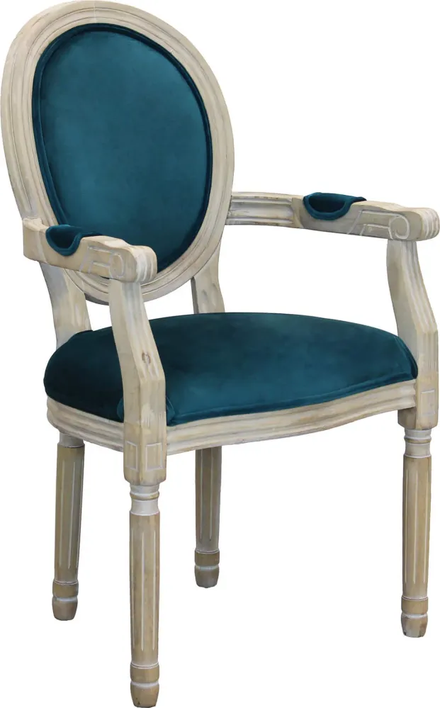 OVAL BACK - poltrona vintage velluto Blu Milani Home