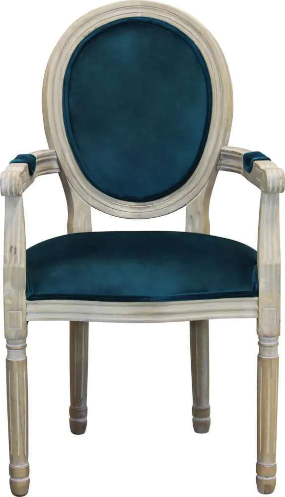 OVAL BACK - poltrona vintage velluto Blu Milani Home