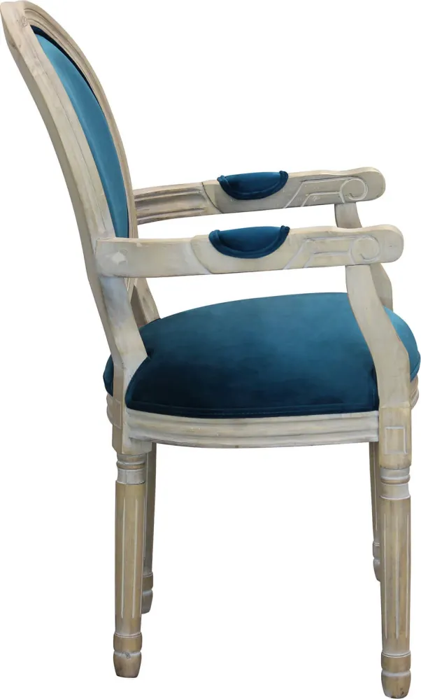 OVAL BACK - poltrona vintage velluto Blu Milani Home