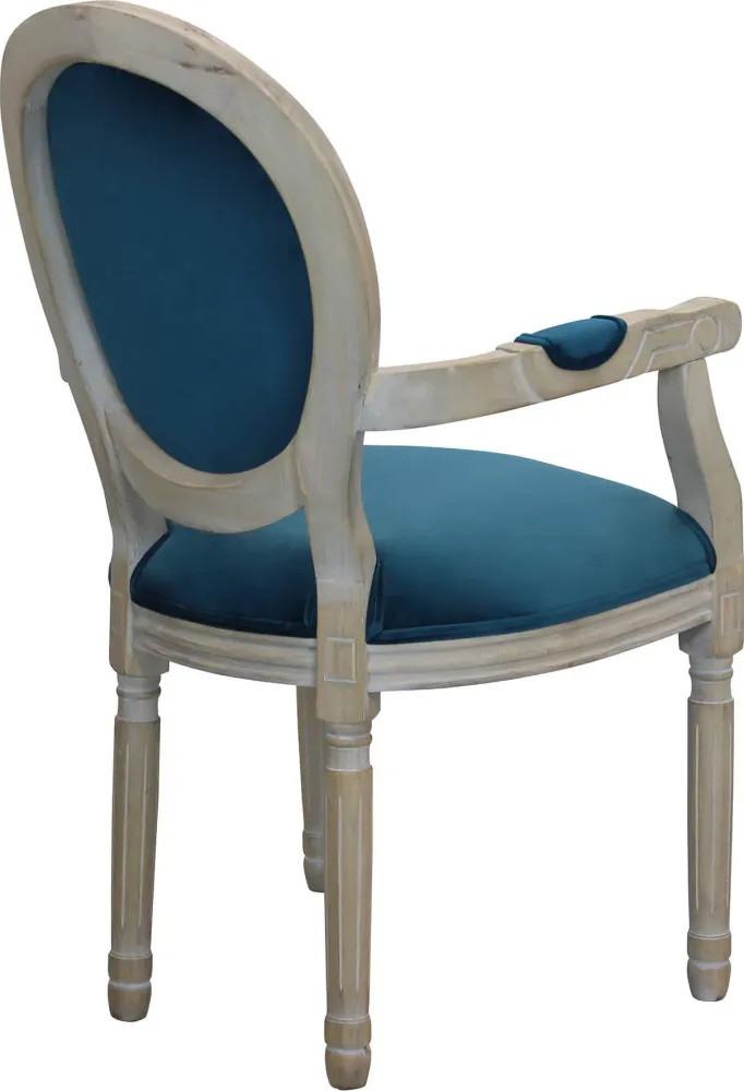 OVAL BACK - poltrona vintage velluto Blu Milani Home