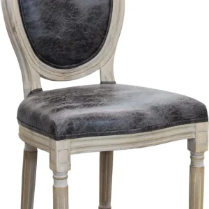 OVAL BACK - sedia vintage ecopelle Grigio Milani Home