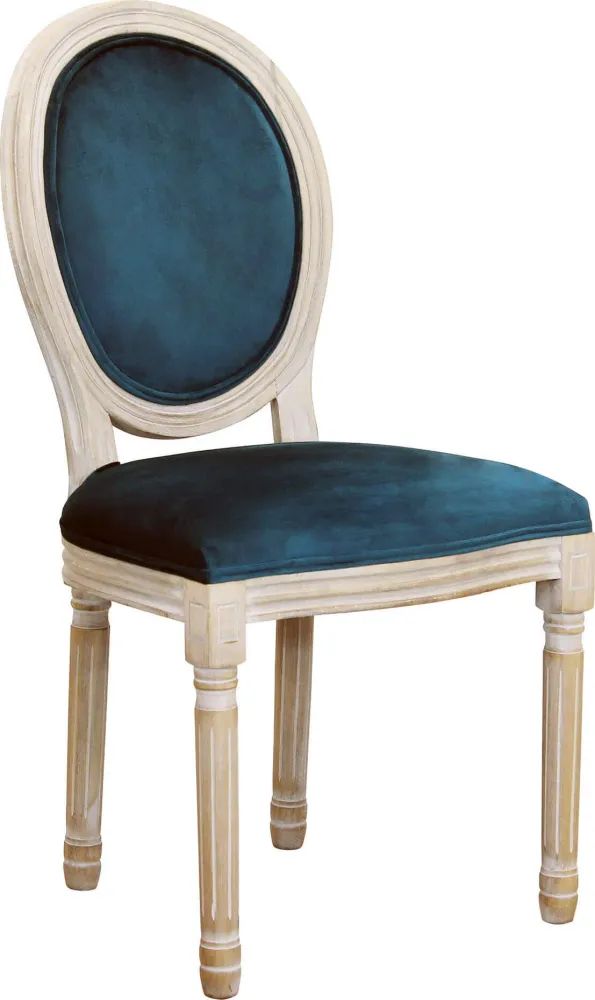 OVAL BACK - sedia vintage velluto Blu Milani Home