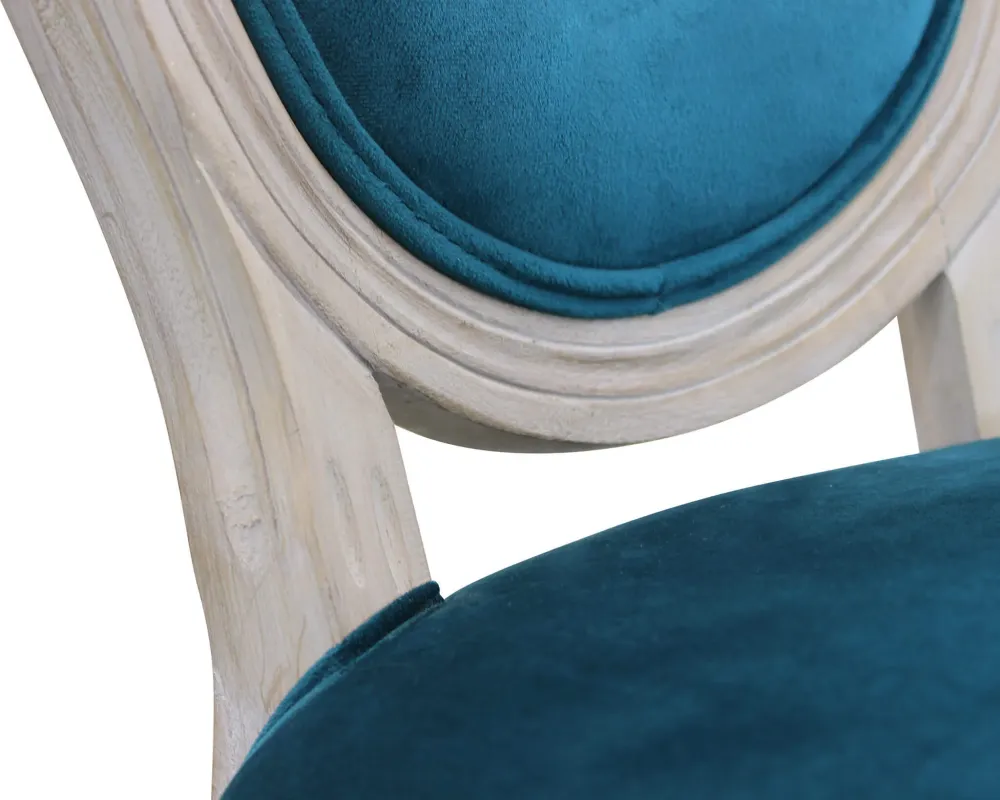 OVAL BACK - sedia vintage velluto Blu Milani Home