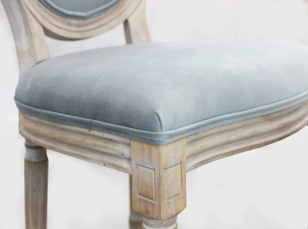 OVAL BACK - sedia vintage velluto Grigio Milani Home