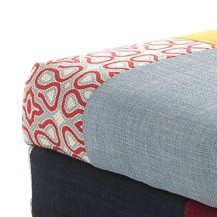 Panca contenitore divanetto moderno tessuto patchwork cm 80x40x40h