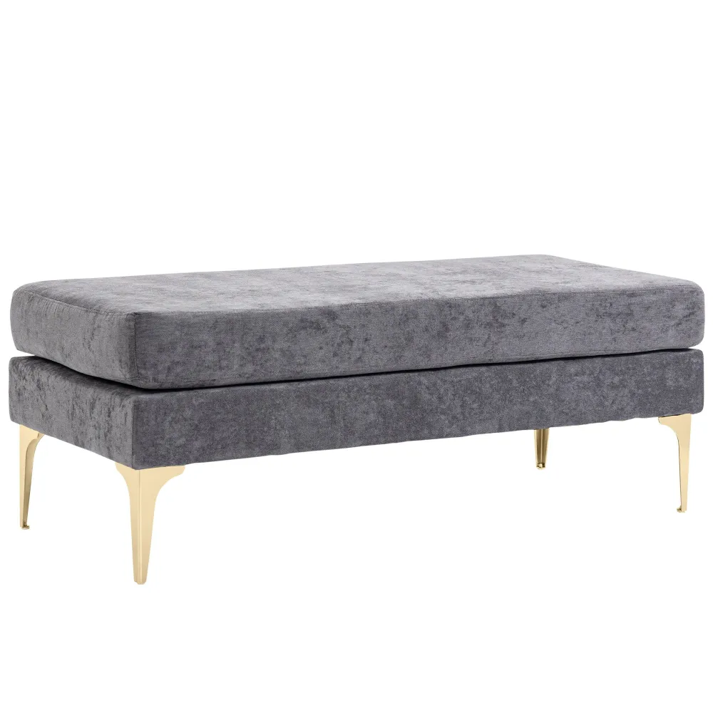 Panca Fondo Letto Imbottita 2 Strati 121x50,5x46,5 cm Tessuto Effetto Velluto Grigio Scuro