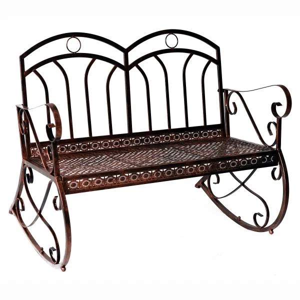 Panca da giardino 2 posti metallo bronzo-rosso