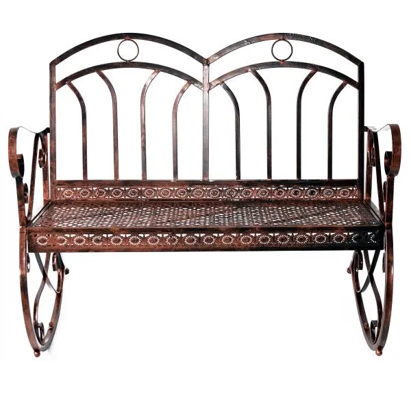 Panca da giardino 2 posti metallo bronzo-rosso