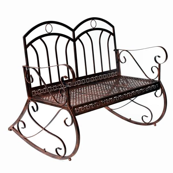 Panca da giardino 2 posti metallo bronzo-rosso