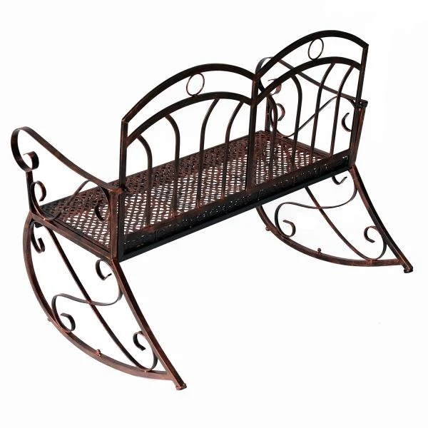 Panca da giardino 2 posti metallo bronzo-rosso