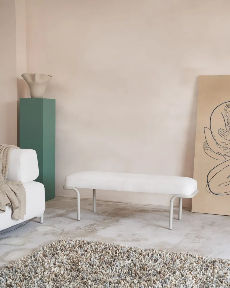 Panca imbottita Compo con struttura metallo grigio e nero 130 cm