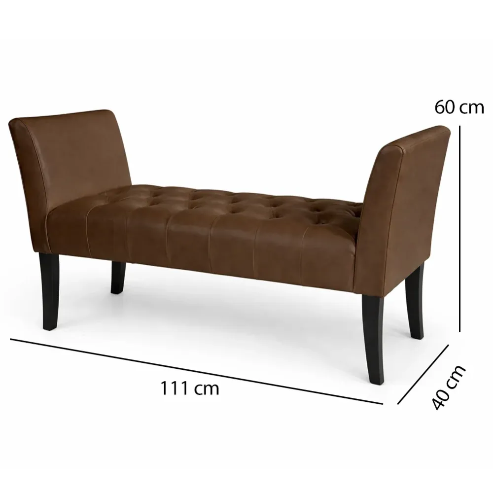Panca Marrone con Piedi Legno Rivestimento Ecopelle Camera da Letto Ingresso
