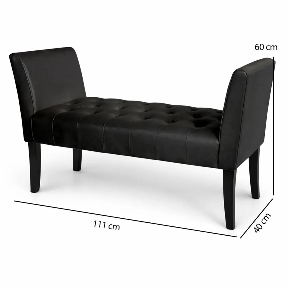 Panca Nero con Piedi Legno e Rivestimento Ecopelle Camera da Letto Ingresso