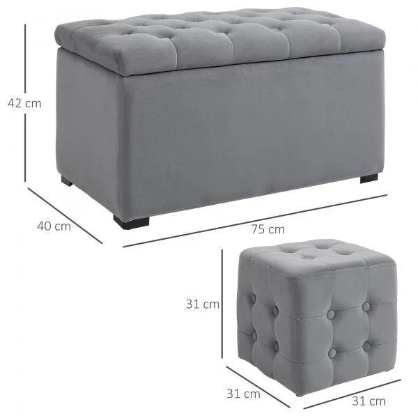 Panca 3 pezzi con spazio contenitore grigio