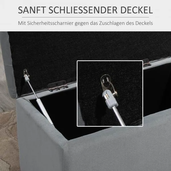 Panca 3 pezzi con spazio contenitore grigio
