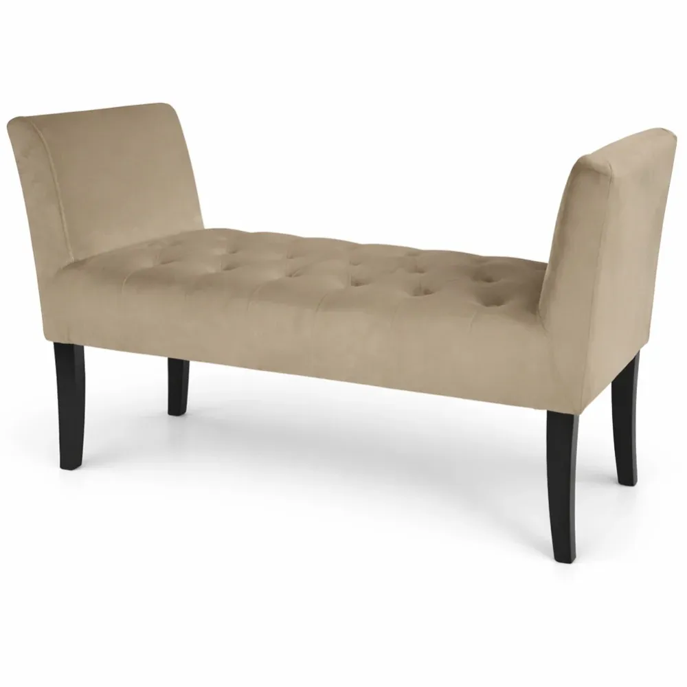 Panca Tortora con Piedi Legno e Rivestimento Velluto Camera da Letto Ingresso