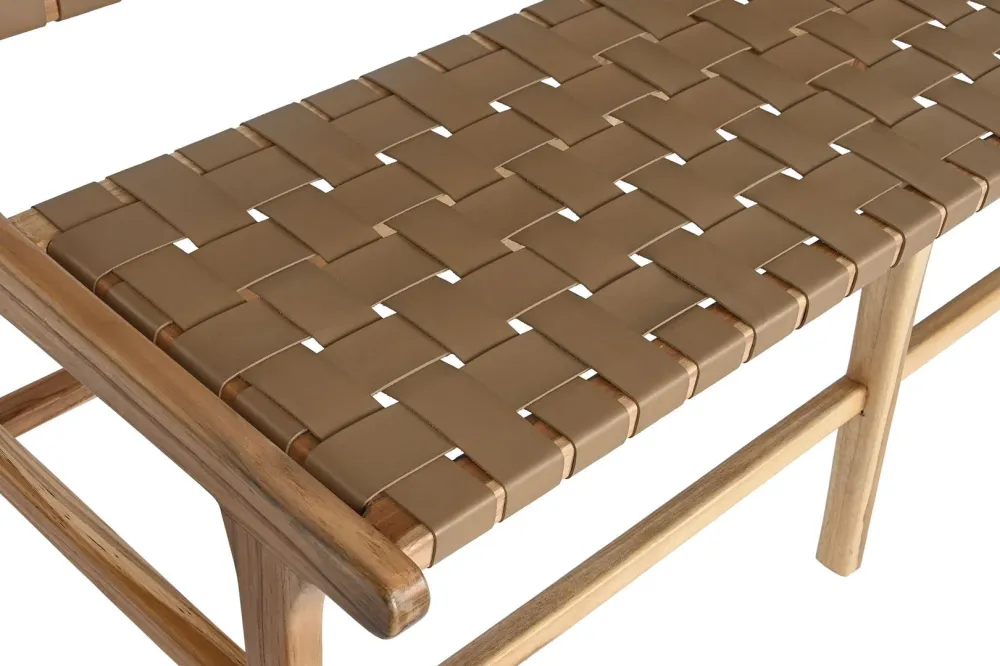 Panca vintage teak e pelle