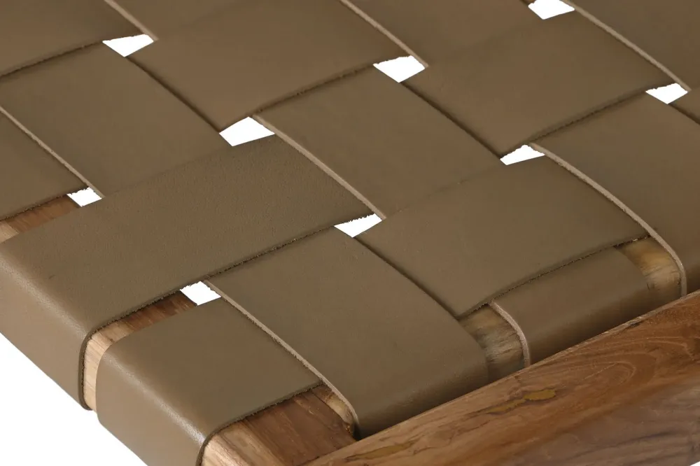 Panca vintage teak e pelle