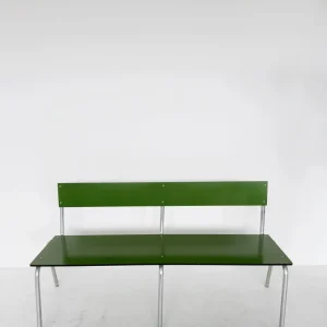 Panchina metallo verde con struttura tubolare