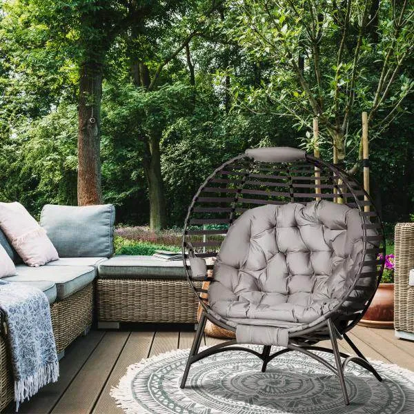 Papasan sedia lounge sedia pieghevole cestino sedia ovale sabbia marrone