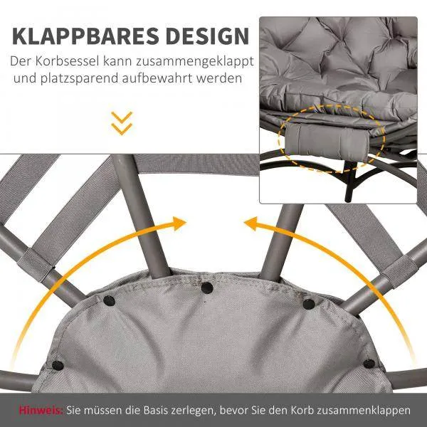 Papasan sedia lounge sedia pieghevole cestino sedia ovale sabbia marrone