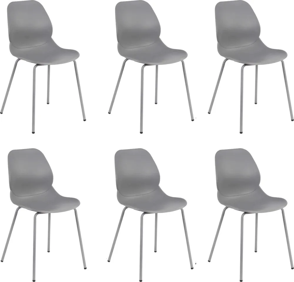 PAULE - set di 6 sedie moderne plastica Grigio Milani Home