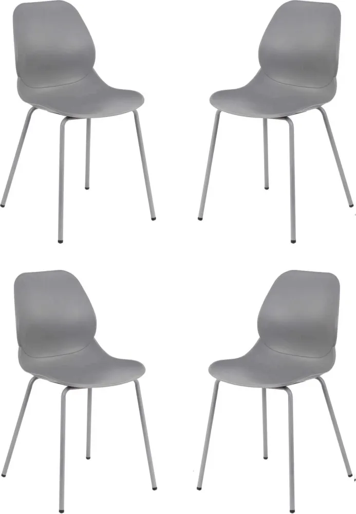 PAULE - set di 4 sedie moderne plastica Grigio Milani Home