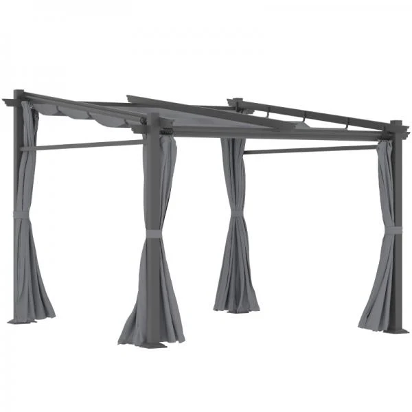 Pergola Pavilion, incluso materiale di montaggio, tetto estensibile, grigio scuro