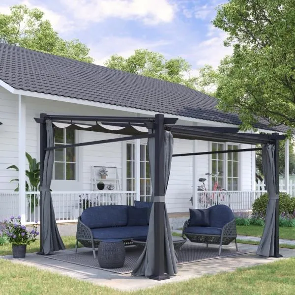 Pergola Pavilion, incluso materiale di montaggio, tetto estensibile, grigio scuro