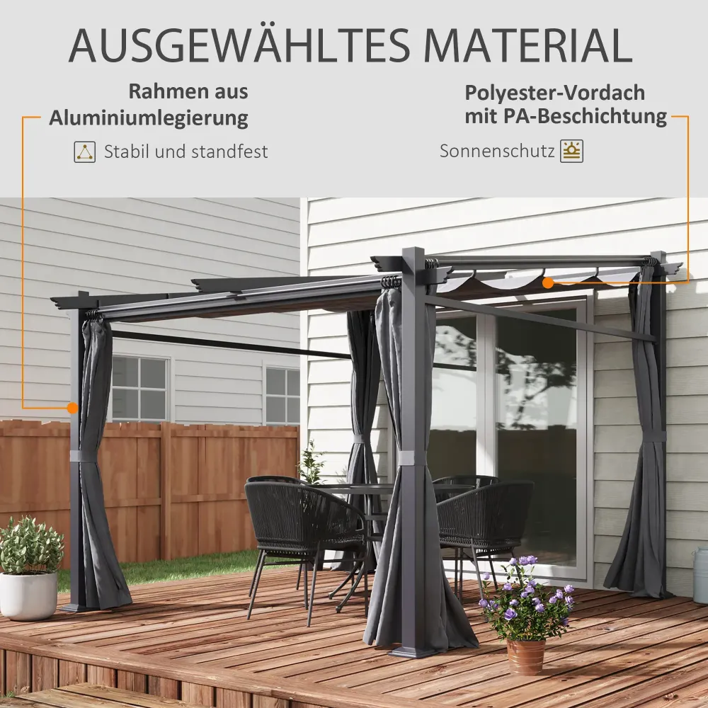 Pergola Pavilion, incluso materiale di montaggio, tetto estensibile, grigio scuro