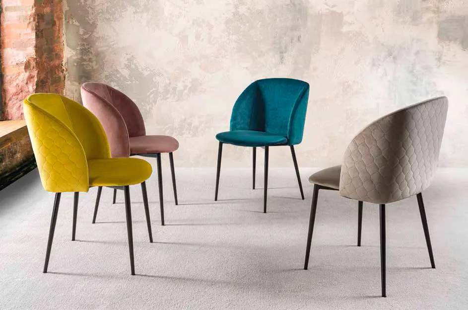 Pigalle Custom - Set da 4 Sedia poltroncina rivestita velluto cm 52x58x83h - vari colori