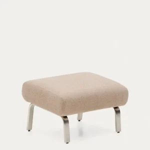 Poggiapiedi Amsen marrone chiaro con gambe acciaio inossidabile spazzolato 68 x 55 cm