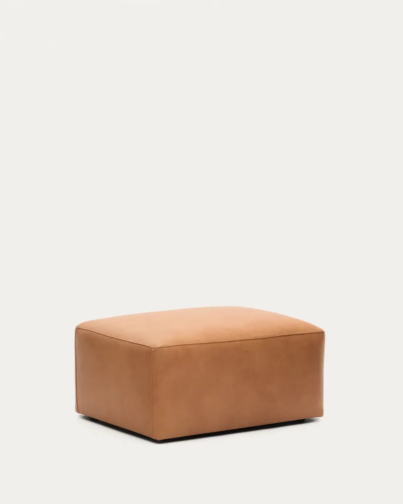 Poggiapiedi Blok pelle marrone 90 x 74 cm