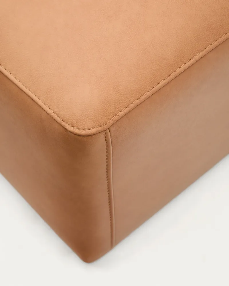 Poggiapiedi Blok pelle marrone 90 x 74 cm