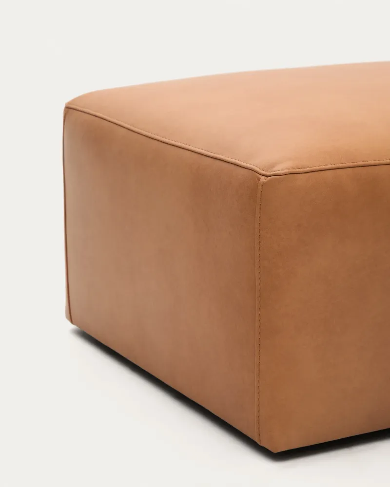 Poggiapiedi Blok pelle marrone 90 x 74 cm