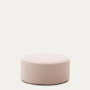 Poggiapiedi Kaeli sfoderabile bouclé rosa Ø 90 cm