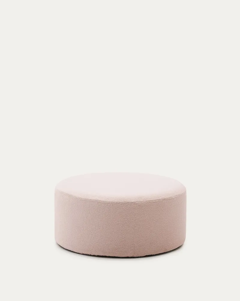 Poggiapiedi Kaeli sfoderabile bouclé rosa Ø 90 cm