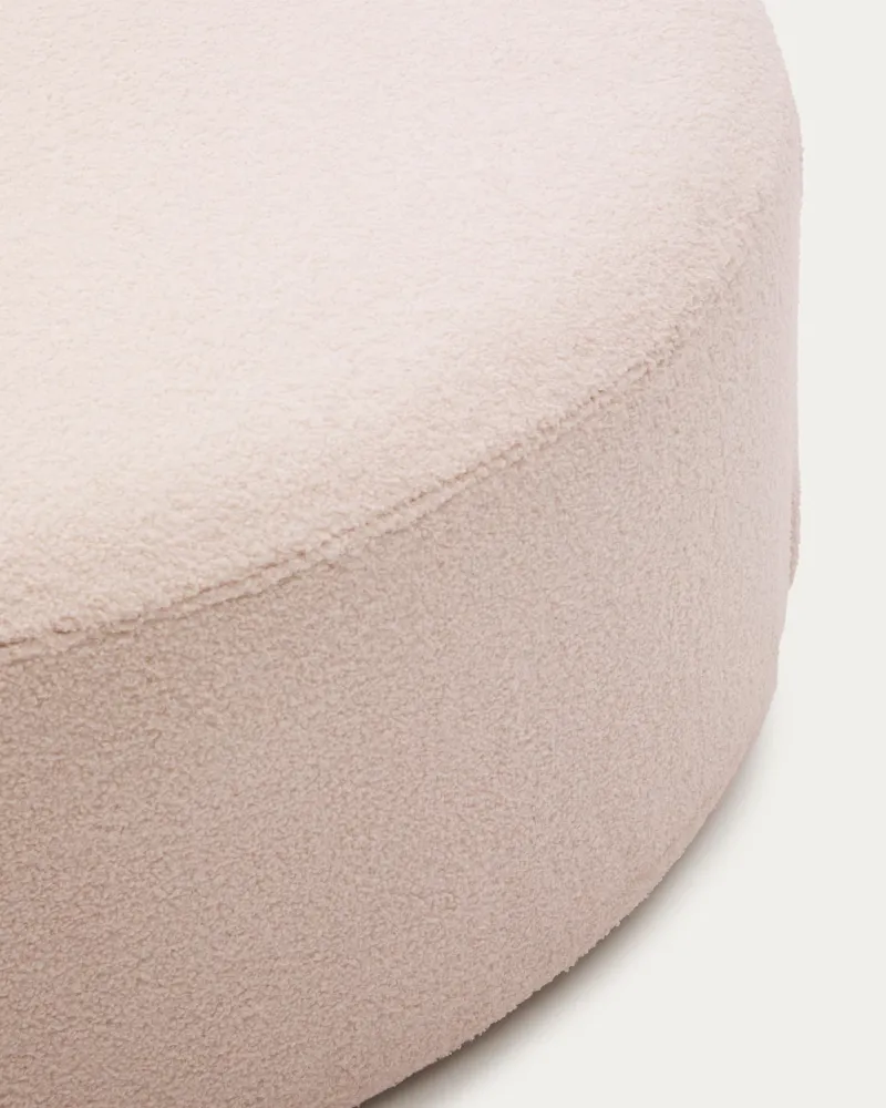 Poggiapiedi Kaeli sfoderabile bouclé rosa Ø 90 cm