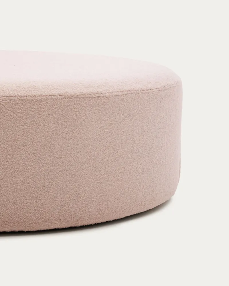 Poggiapiedi Kaeli sfoderabile bouclé rosa Ø 90 cm