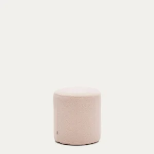 Poggiapiedi Kaeli sfoderabile bouclé rosa Ø 43 cm