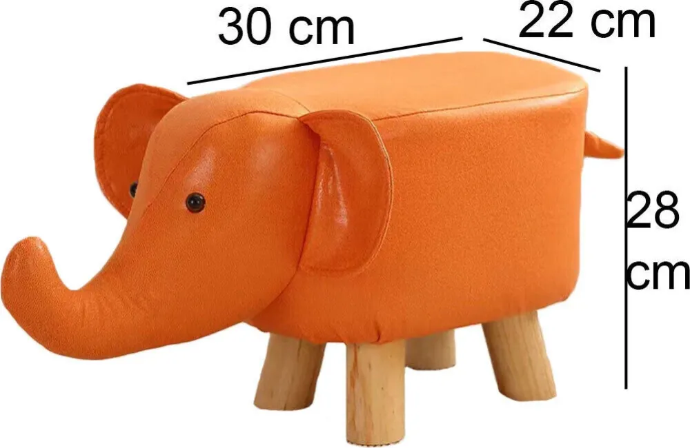 Poggiapiedi Sgabello Basso Forma Elefante Animale Pouf Bambini Colore Arancione