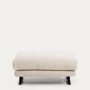 Poggiapiedi Veliro ciniglia beige con gambe acciaio nero, 85 x 90 cm, FSC Mix Credit