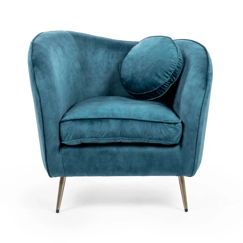 Poltrona 91x78x65 cm Velluto Ottanio