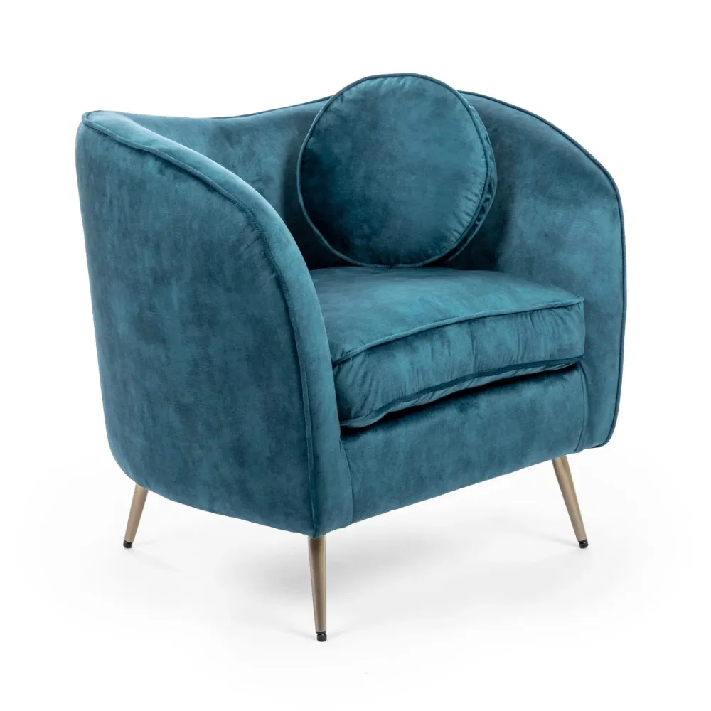 Poltrona 91x78x65 cm Velluto Ottanio