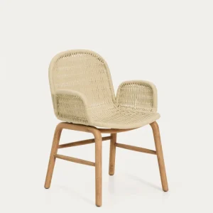 Poltrona Alipa legno massello di acacia e corda ecrù, FSC 100 %