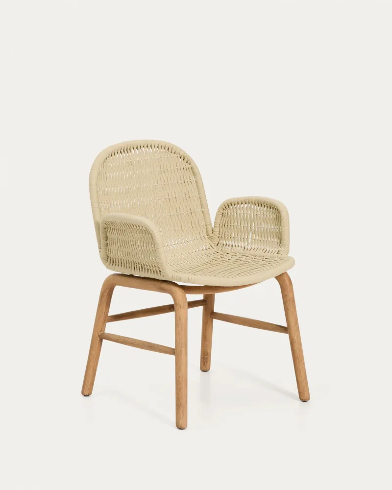 Poltrona Alipa legno massello di acacia e corda ecrù, FSC 100 %